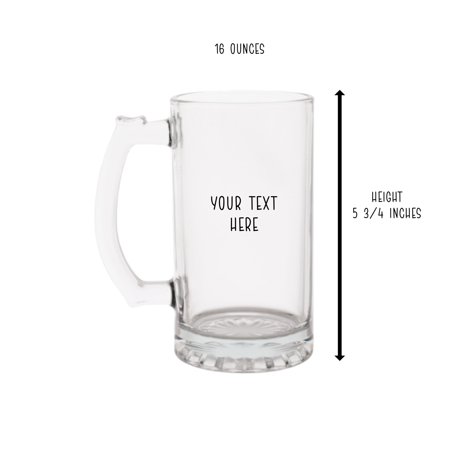16oz. Beer Stein - Glass Sports Mug with Handle