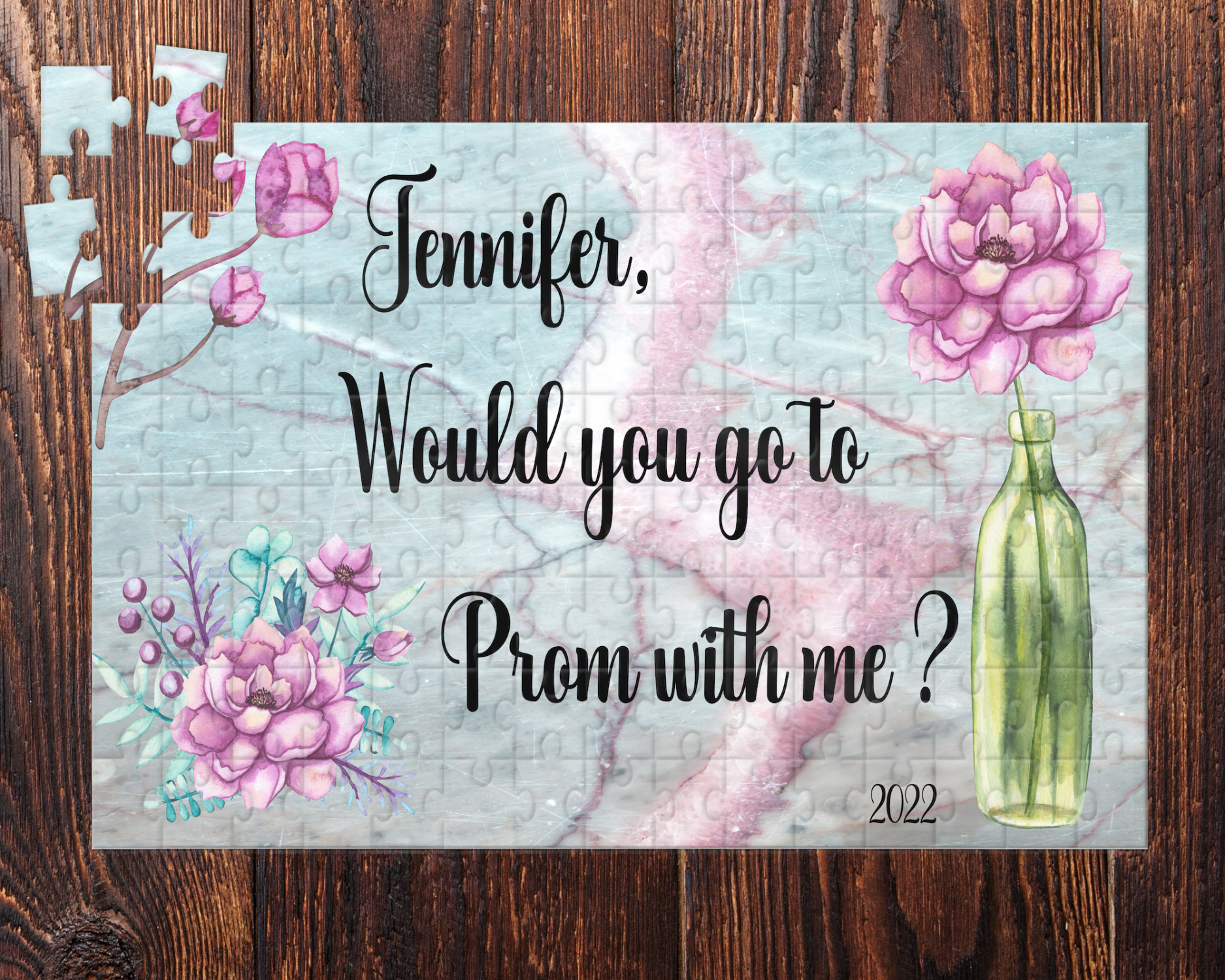 Photographic Puzzle 120 Pieces - Prom Proposal - Jennifer/Purple Flowers