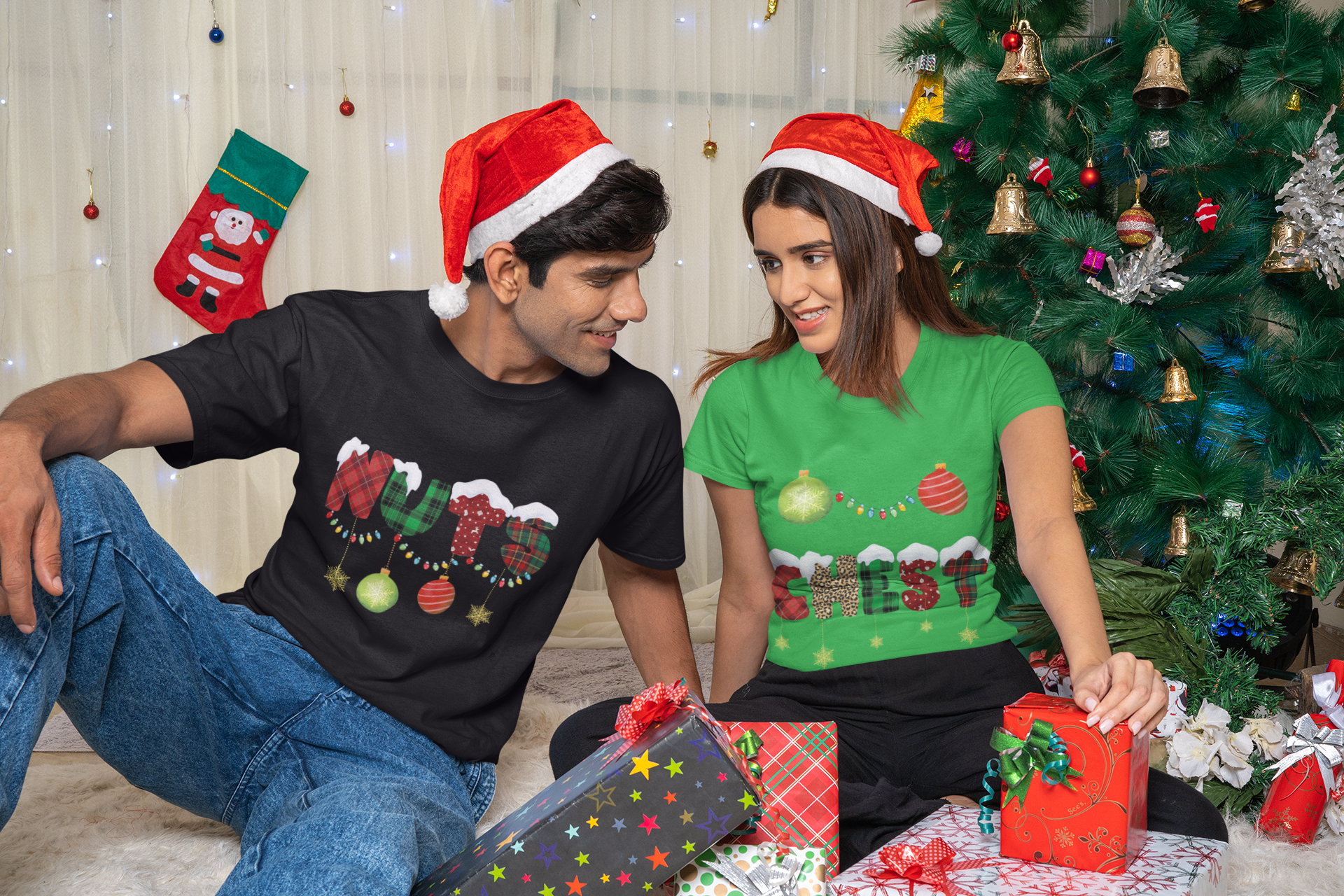 Couples Funny T-Shirt Style A "Chest"