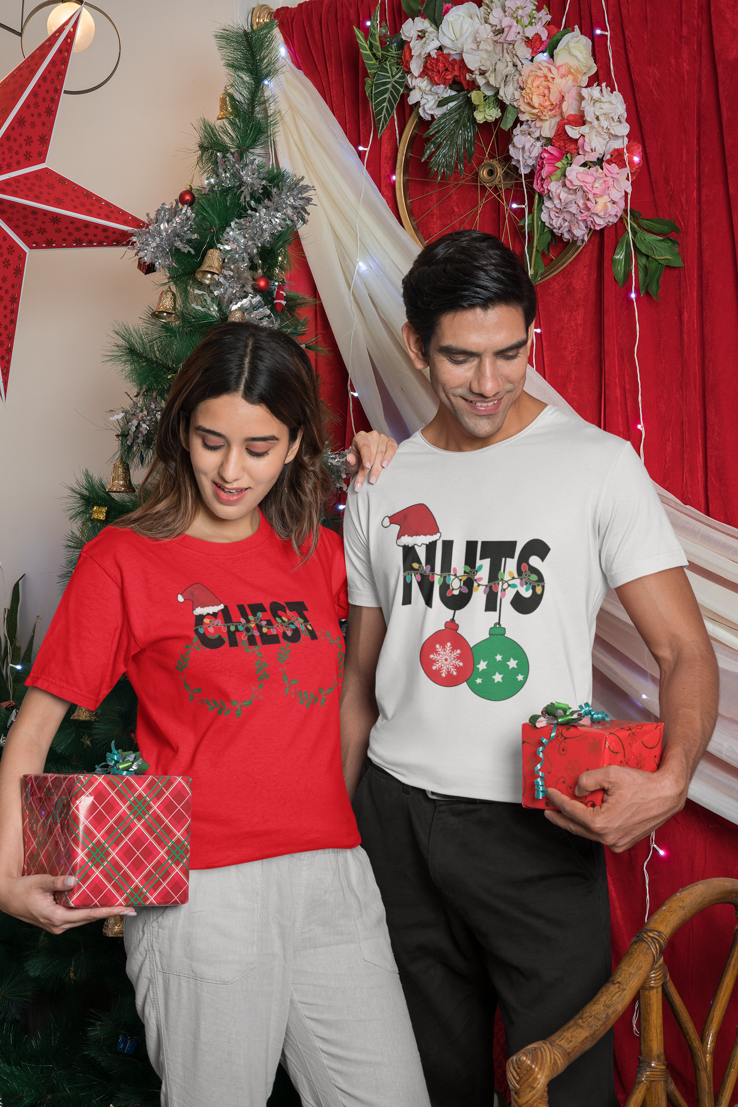 Couples Funny T-Shirt Style B "Chest"
